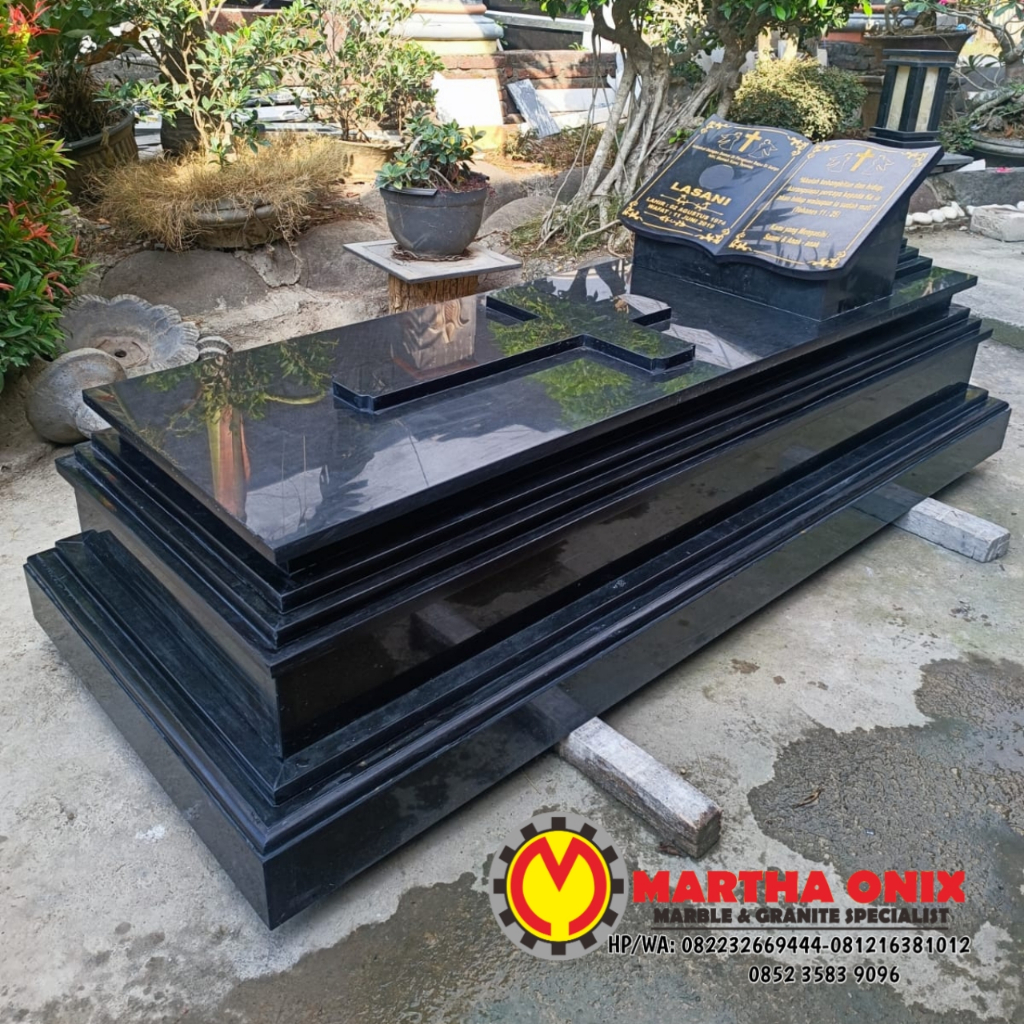 KIJING MAKAM KRISTEN MARMER HITAM JUMBO