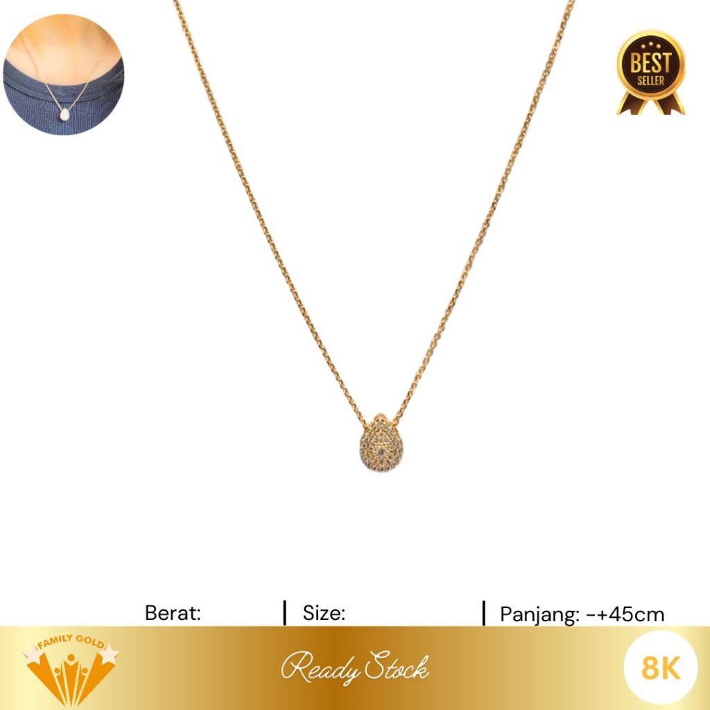 Kalung Emas Kadar 8K Model Serut Pear Shape Family Gold