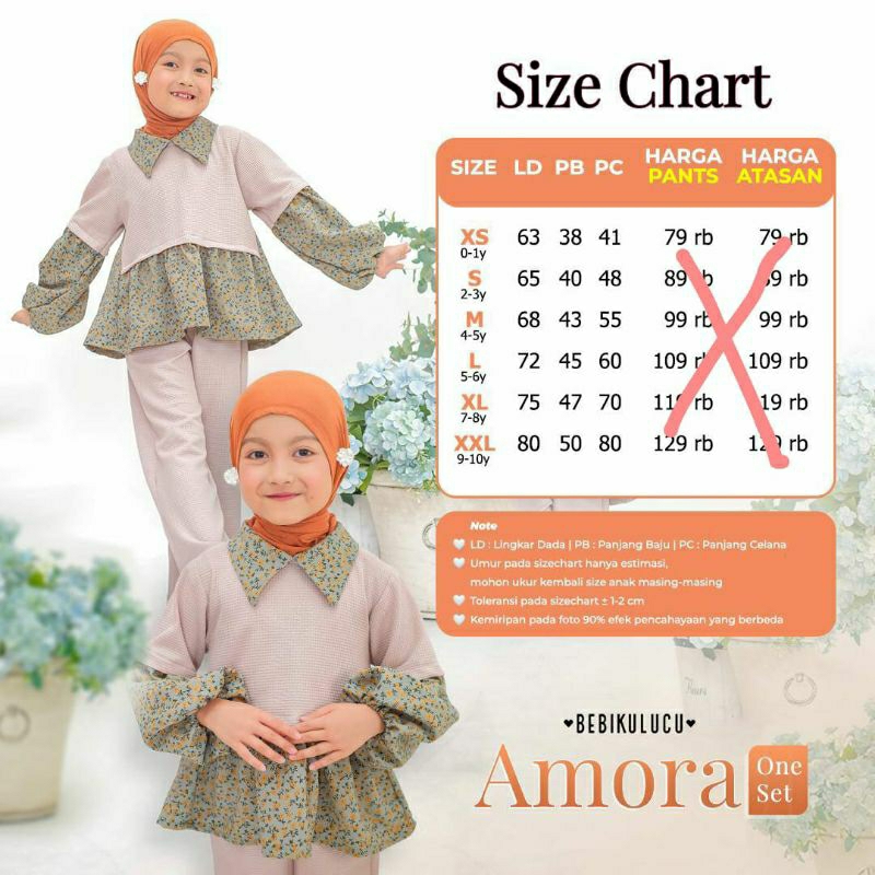 AMORA ONE SET SETELAN BAJU CELANA ANAK BAHAN KNIT UNIQLO MIX CRINGKEL PREMIUM BY BEBIKULUCU CASILA B
