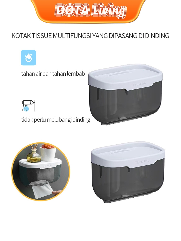 DOTA Living Tempat Tissue Toilet Kotak Tisu WC Tempel Tissue Box Kamar Mandi Tempat Tisu Kotak Gantu
