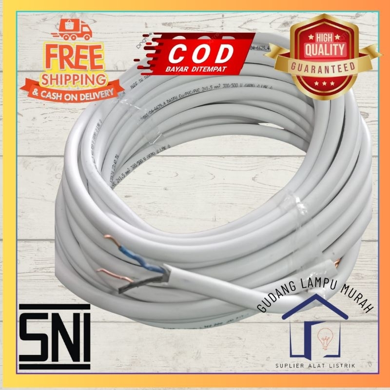 Kabel Listrik Tembaga NYM 2x1.5mm DAIFU SNI-LMK Standar PLN Meteran Kabel Listrik Tembaga Murah