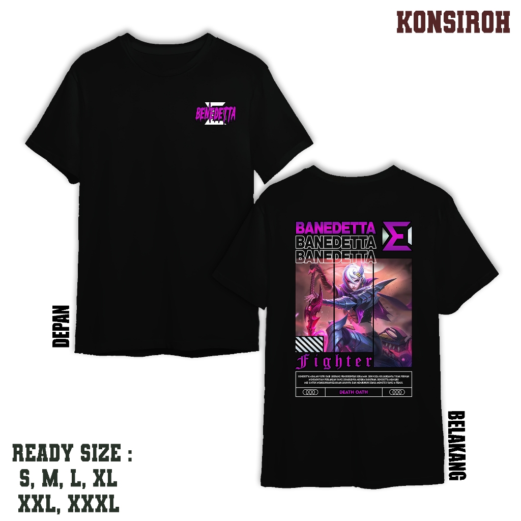 KAOS MOBILE LEGEND BENEDETTA DEATH OATH KAOS BENEDETTA FIGHTERS KAOS PREMIUM DEWASA BAJU DISTRO