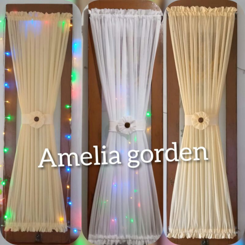 Gorden ikat kupu2 vitrase polos transparan/gorden siang/gorden jendela/gorden minimalis