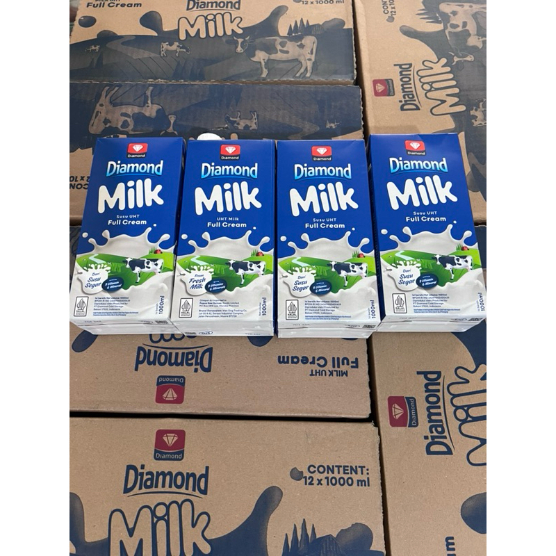 

susu UHT diamond full cream plain 1ctn / 1 dus