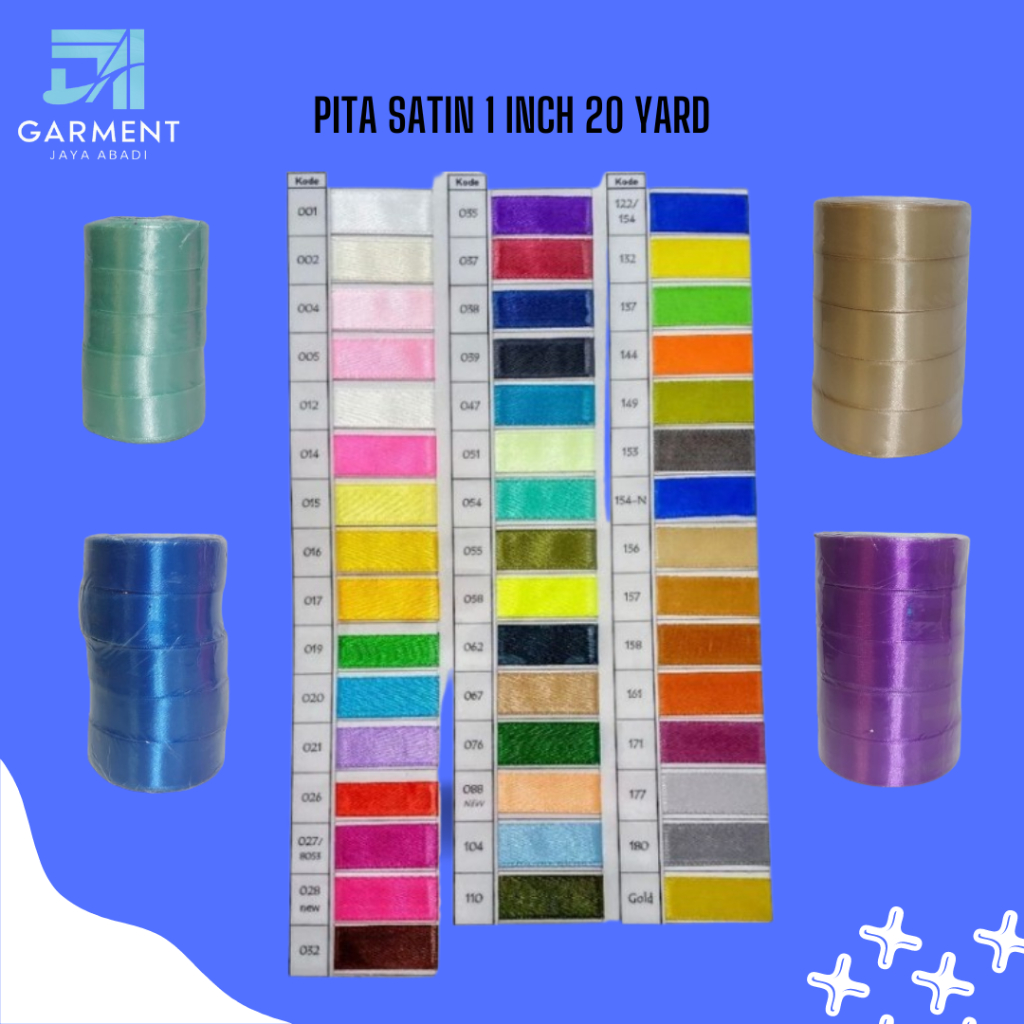 

Pita Satin Import 1 Inch - 2,5 Cm 20 Yard WARNA TERLENGKAP (Per 1 Rol)