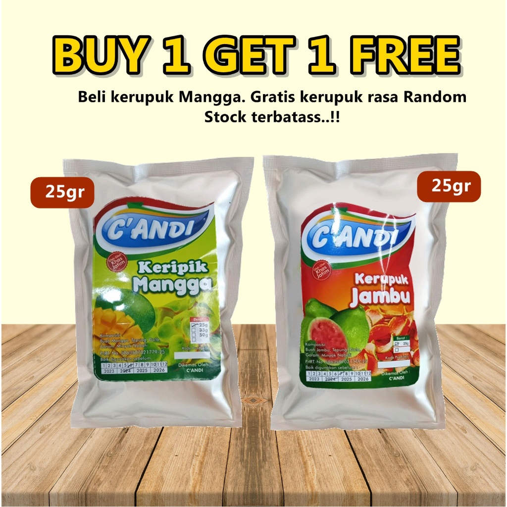 

<BUY 1 GET 1 FREE> KERUPUK BUAH MANGGA GRATIS KERUPUK JAMBU 25 GRAM