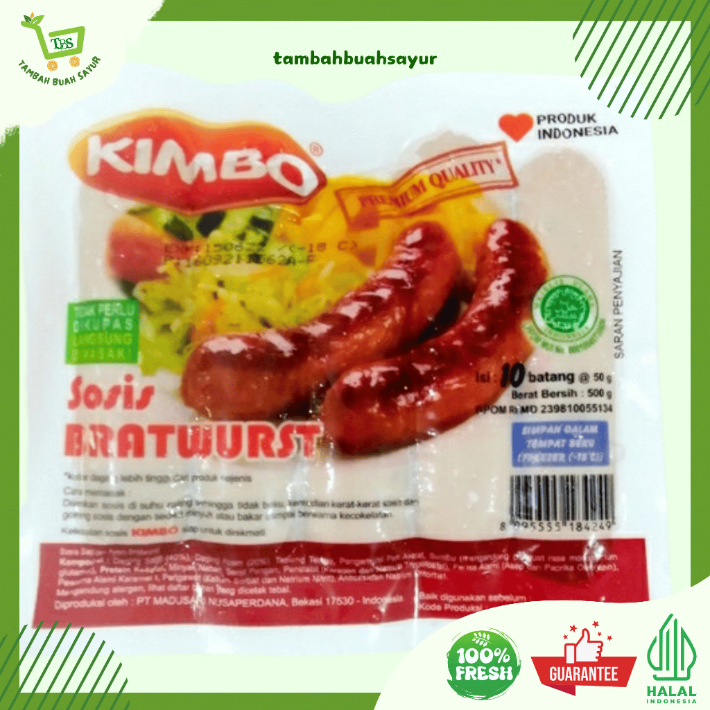 

KIMBO SOSIS BRATWURST 500 GR ISI 10 | Tambah Buah Sayur