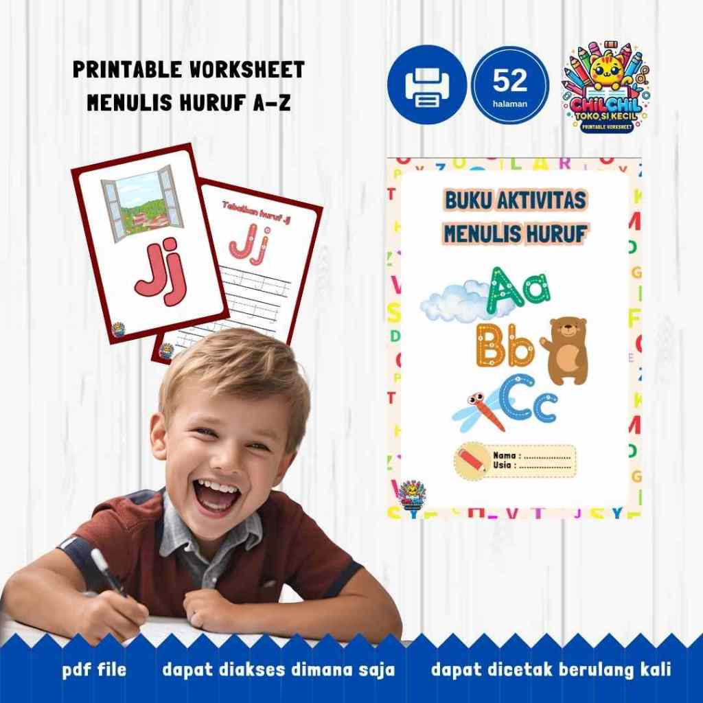 Belajar menulis anak 3 tahun 4 tahun PDF Printable worksheet MENULIS HURUF