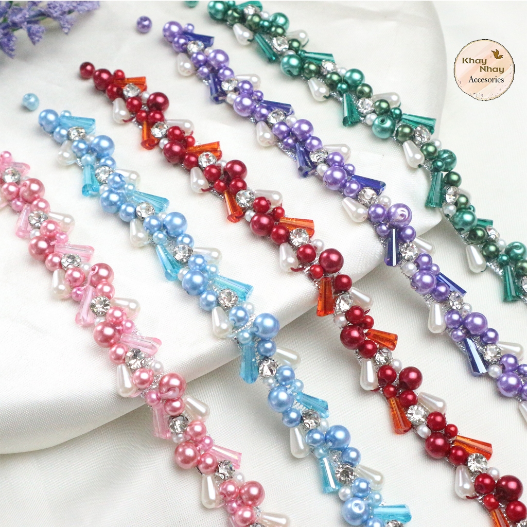 Payet Rangkai mutiara KN7/Payet mewah/Payet murah/Payet mutiara/Payet kristal/bisa custom warna