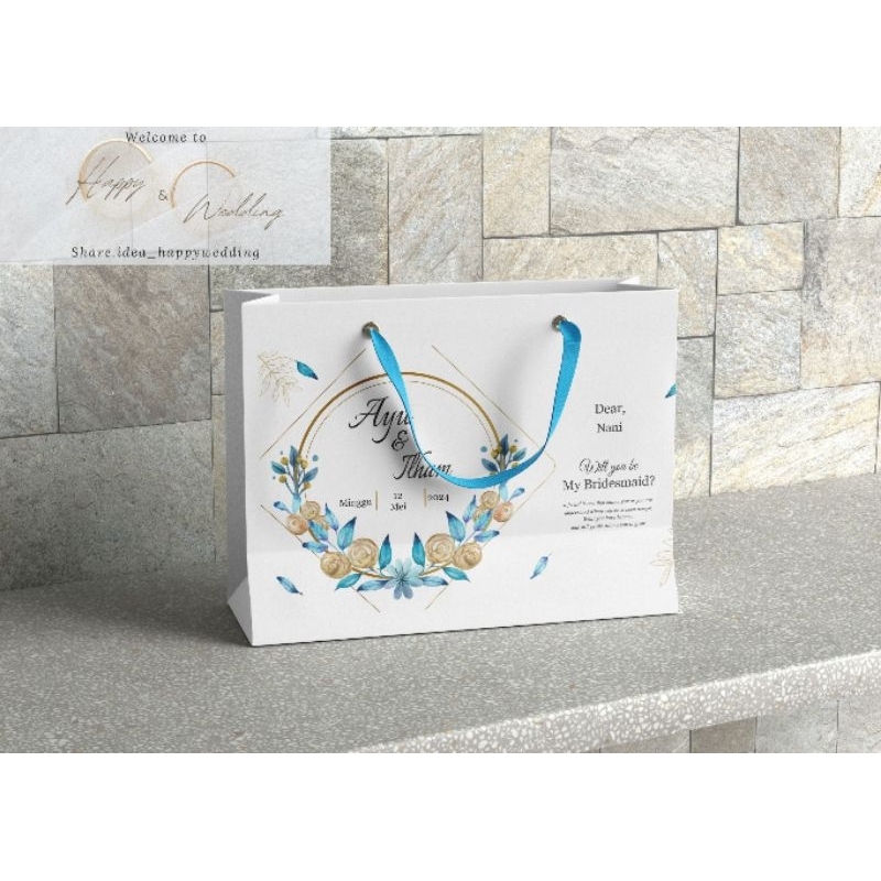

paperbag pernikahan braidesmaid & groomsman kertas putih ukuran besar
