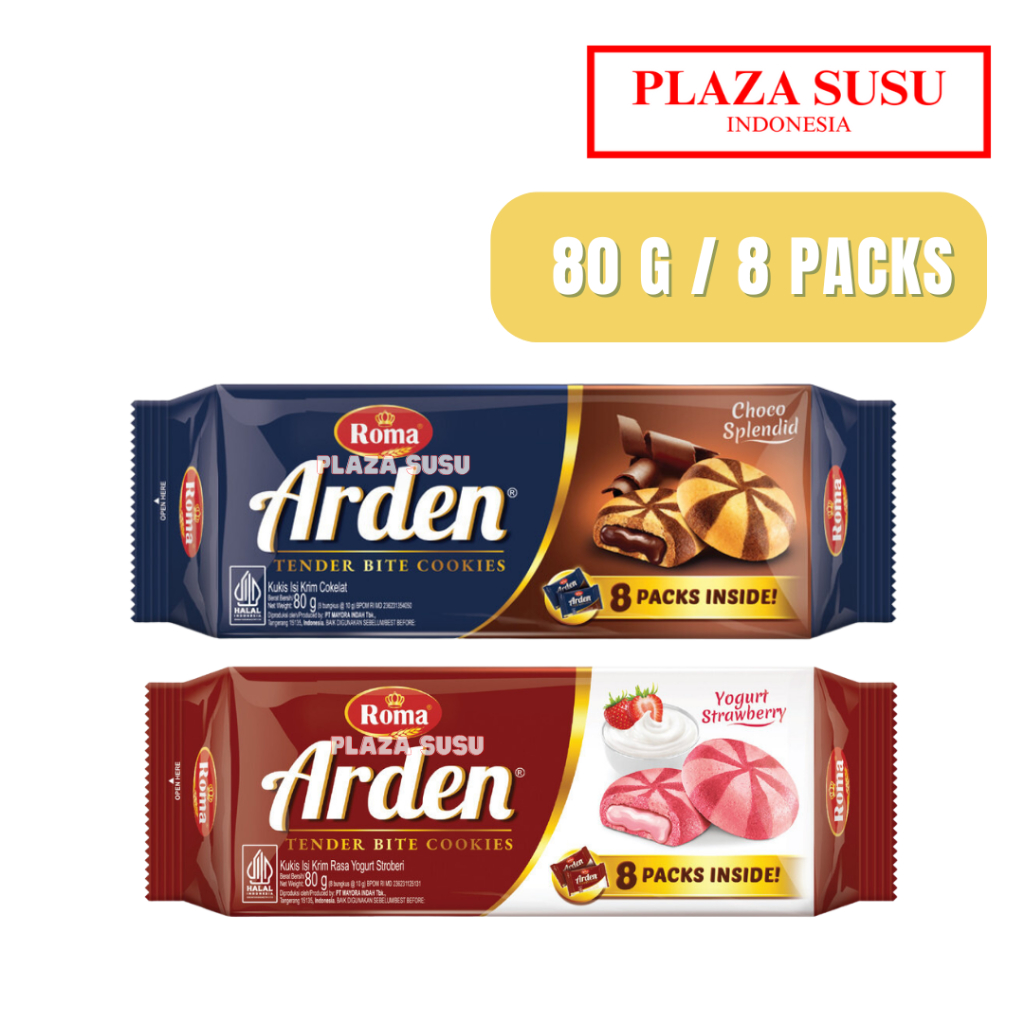 

ARDEN BISCUIT CHOCO SPLENDID 80 G ROMA BISKUIT COKELAT TENDER COOKIES STRAWBERRY