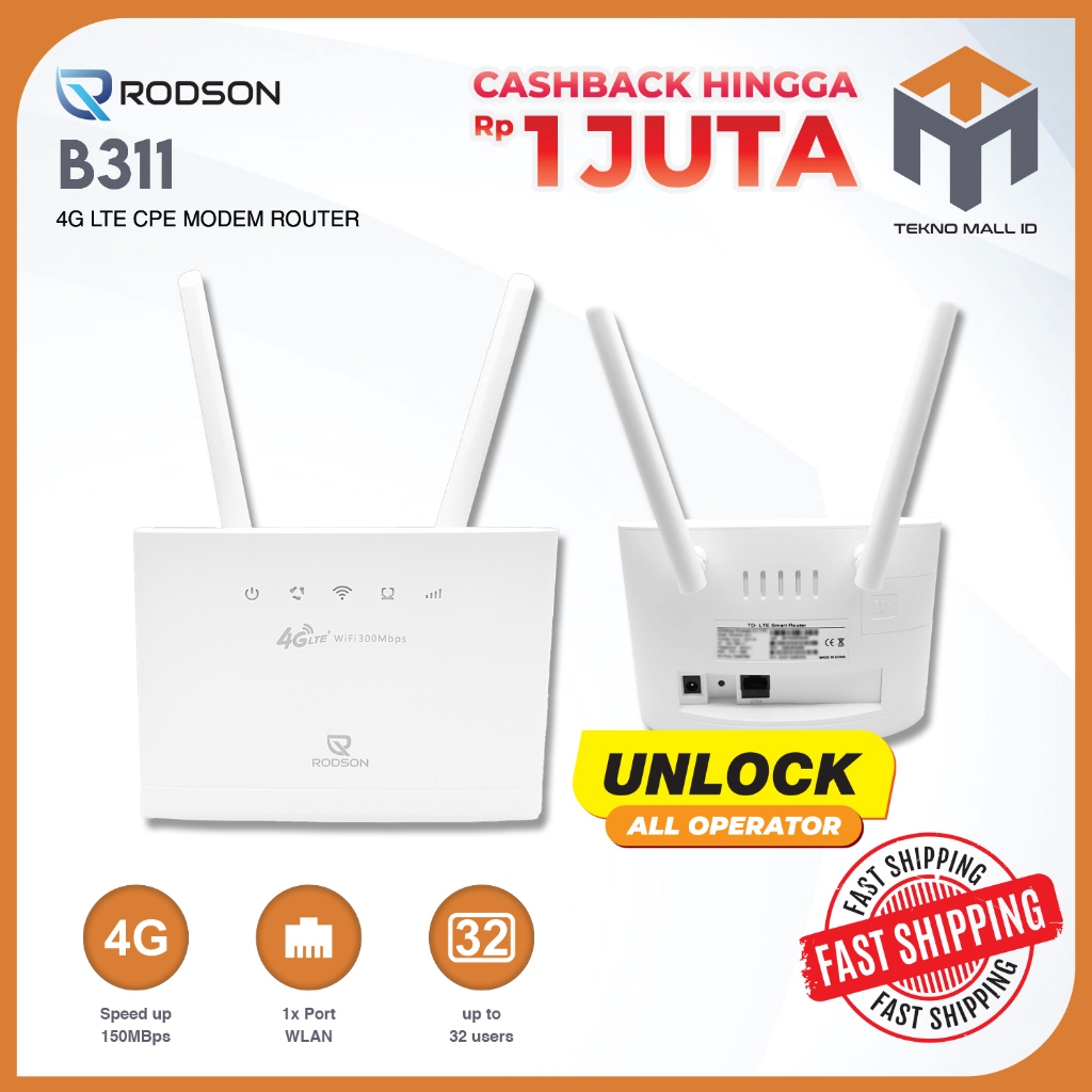 Rodson Router 4G LTE B311 Modem Wifi Unlock All Operator - Garansi 1 Tahun