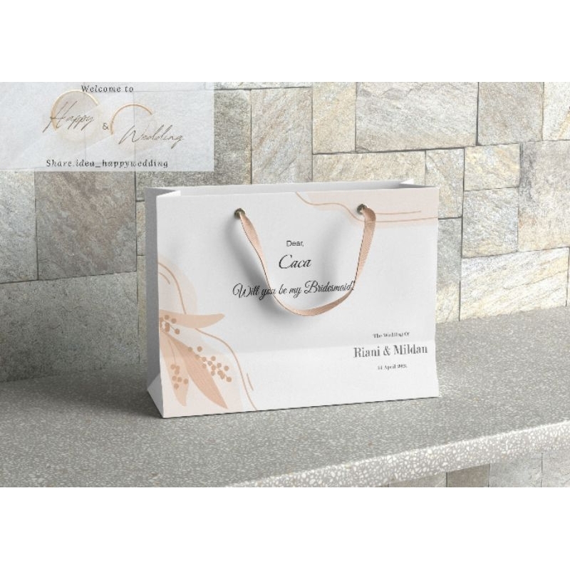 

paperbag pernikahan braidesmaid & groomsman kertas putih ukuran besar