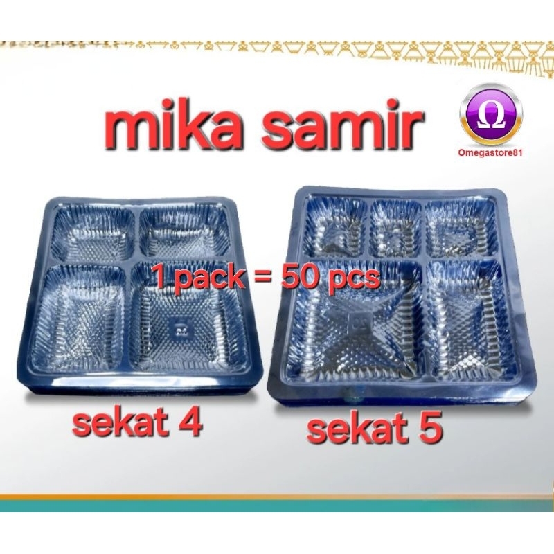 Mika kotak nasi sekat 4 18x18cm sekat 5 20x20cm oripack tebal berkualitas