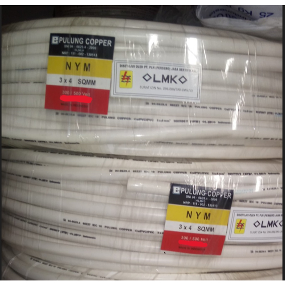Kabel NYM 3x4mm(Kabel U) Pulung per roll 50 meter..jika ingin ukuran 100m, bisa order 50m x 2 setela
