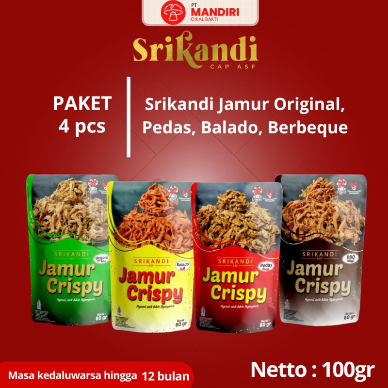 

Keripik Jamur Srikandi | 80 gr - Original - Pedas - Balado - Berbeque