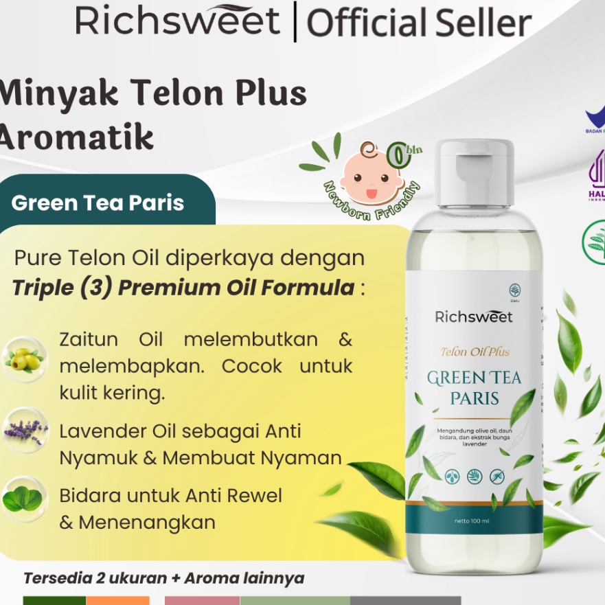 

Wow Minyak Telon Plus All In One Aromatik Zaitun Lavender dan Bidara Richsweet Anti Kolik Anti Nyamuk Melembutkan Kulit Aman Untuk Newborn