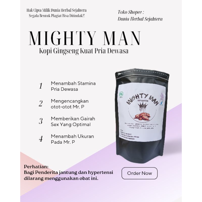 MIGHTY MAN Kopi Gingseng kopi penambah stamina pria kopi kuat