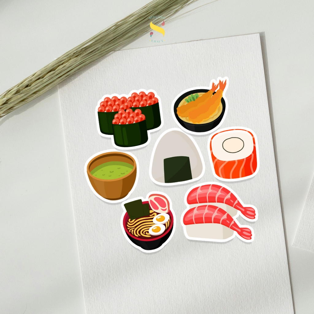 

Sticker Pack Japanese Food | Sticker Book Diary Journal Aesthetic | Stiker Buku Jurnal Estetik Keren