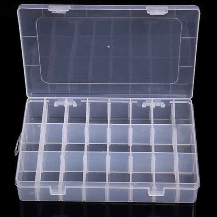 

SPESIAL Kotak Penyimpanan 24 Kotak Square Organize Baut Mur Plastik Storage