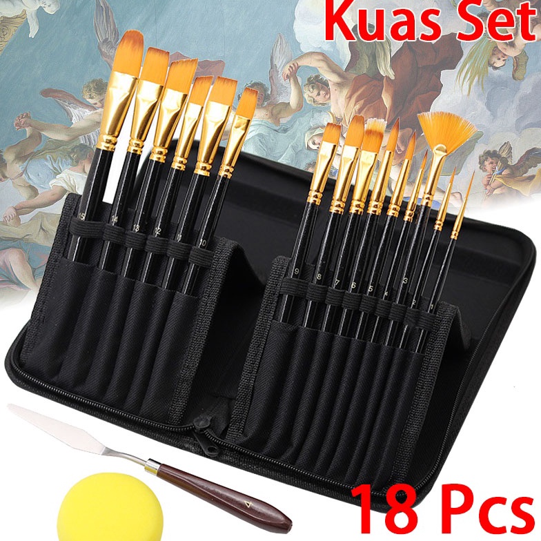 

KODE F52L Art Brush Set Sikat Rambut Nylon Pinay Batang Pena Lukisan Cat Minyak Tirai Kuas Lukisan Cat Air Guas