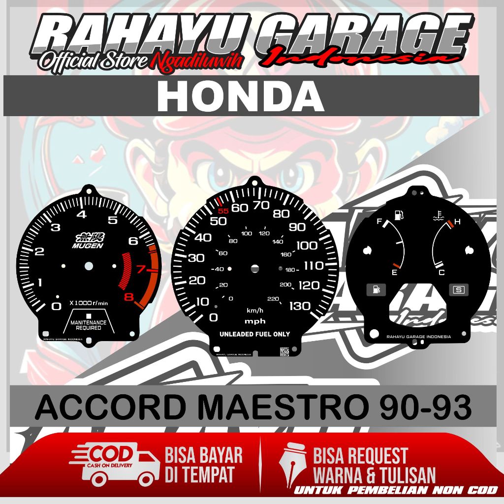 PAPAN SPIDOMETER CUSTOM HONDA ACCORD MAESTRO 90-93