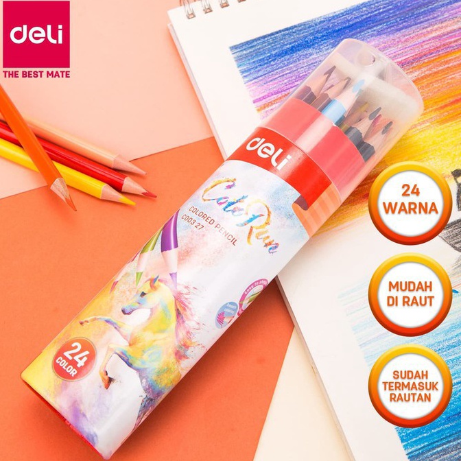 

KODE Q57D DELI Pensil Warna Colorun 24 Warna Bonus Serutan EC327