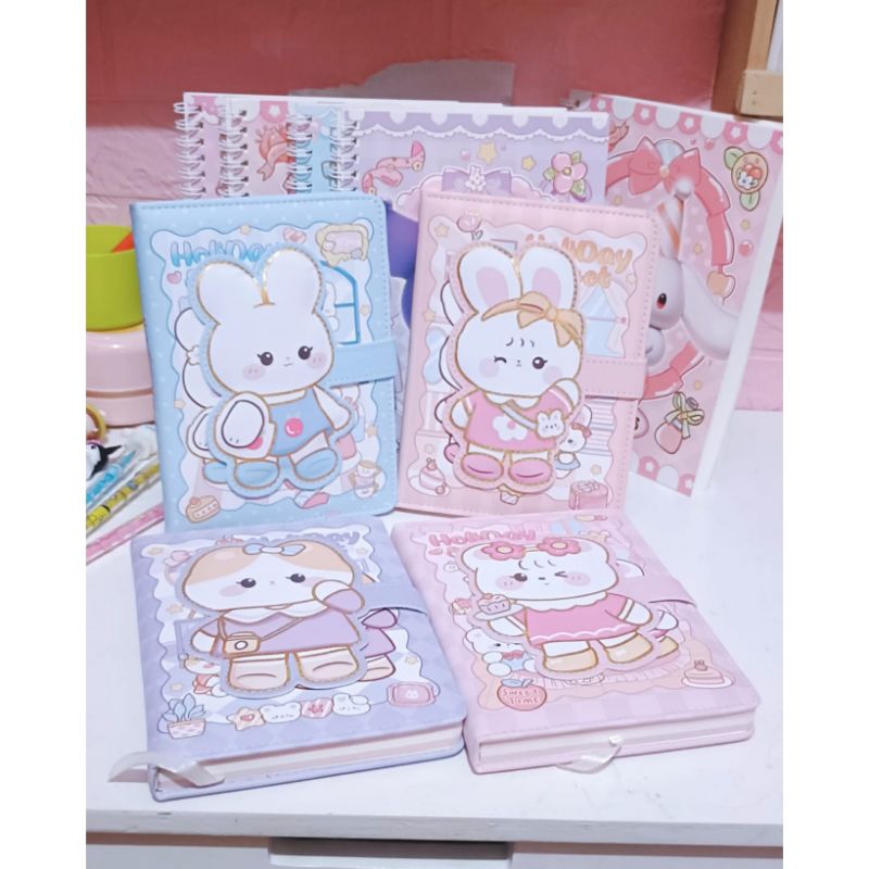 

Diary notebook magnetic A5 full color buku jurnal kancing magnet cute cartoon bunny