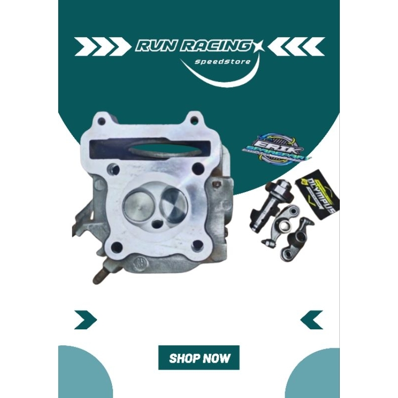 CYLINDER HEAD KOP MIO SPORTY 5TL MIO SMILE RUBAH SUDUT 28/24 30/26 /34/29 SET NOKEN AS RACING