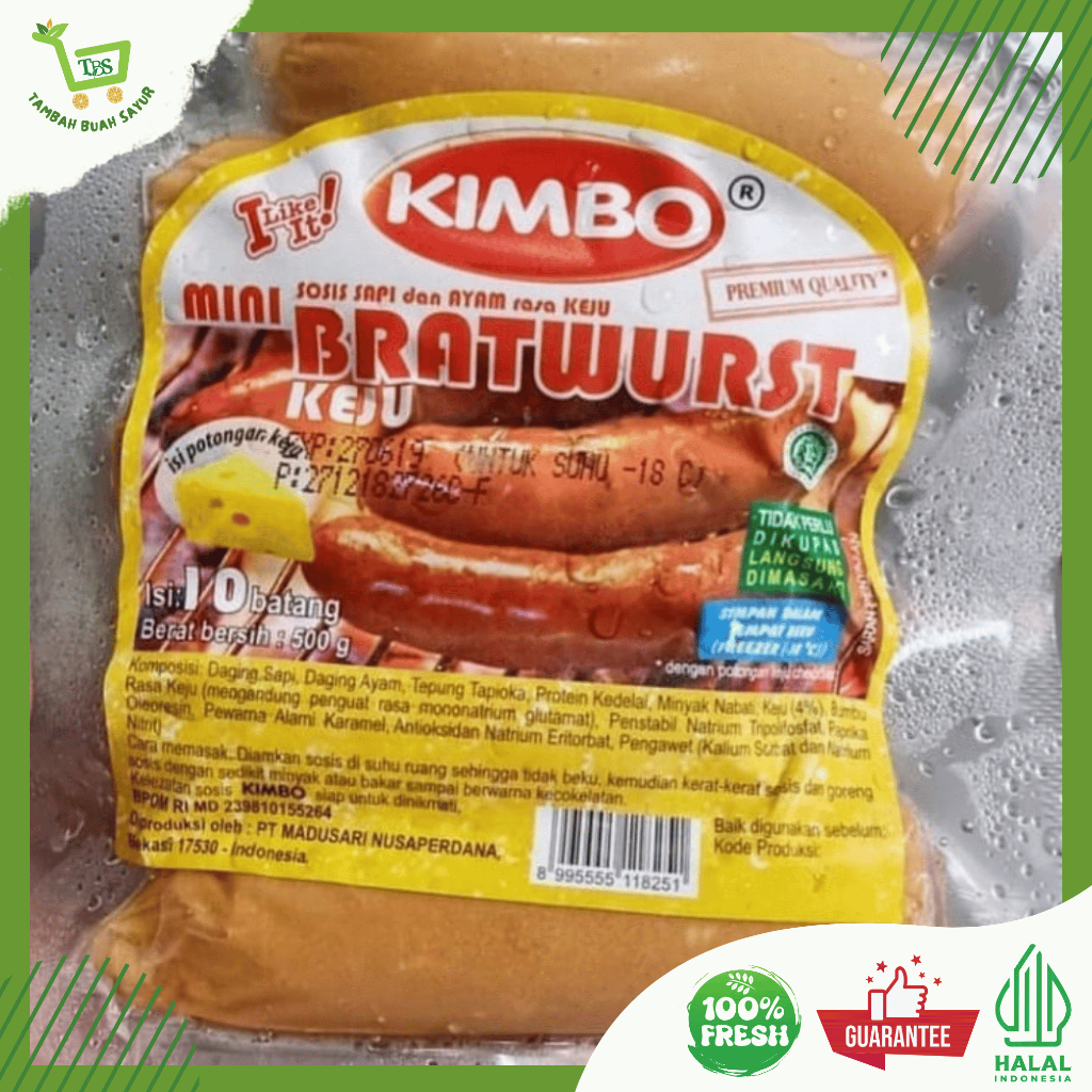 

KIMBO SOSIS BRATWURST KEJU 500 GR ISI 10 | Tambah Buah Sayur