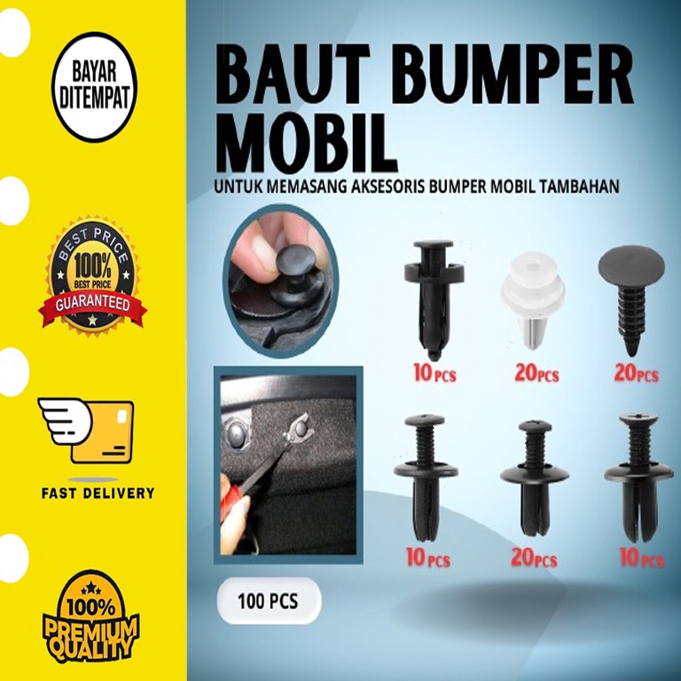 KODE F38Y  1pcs Klip Baut Bumper Mobil 1pcs Paku Rivet Clip Honda Toyota Universal Clip Kancing Kap 
