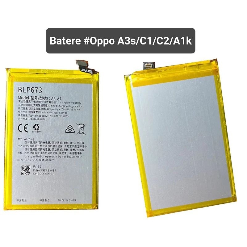 Baterai Tanam Oppo A3S BLP673 A5S/ C1/ Bat C2 BLP673 Original