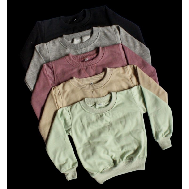 Crewneck sweater polos anak laki-laki perempuan unisex usia 1-13tahun