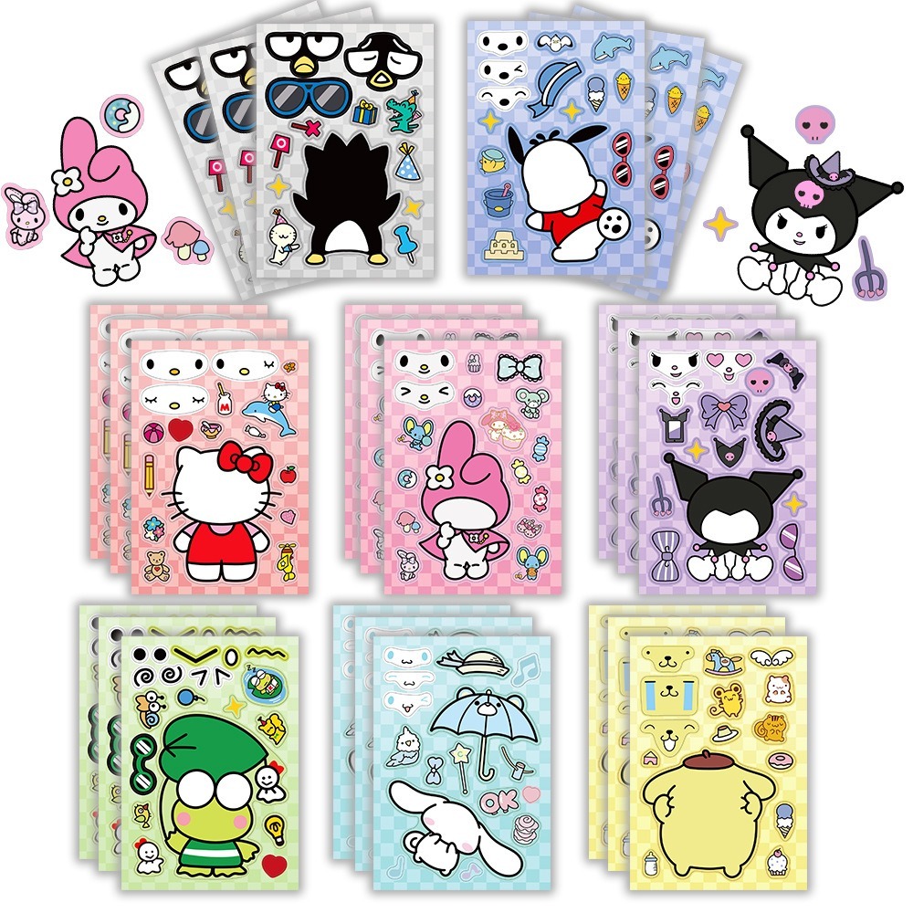 

[8PCS]Stiker Pack Sanrio DIY Anak Puzzle Decal Anti Air- Sticker Aesthetic Buku Journal Koper Casing HP Laptop Helm