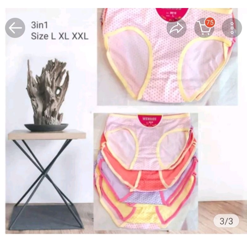 celana dalam wanita L - XL/celana dalam wenrou(3 pcs)