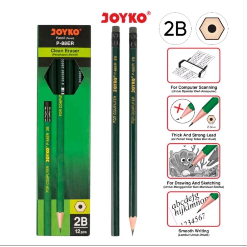 

(12pcs) Pensil Joyko 2B P-88ER/pensil 2B Joyko