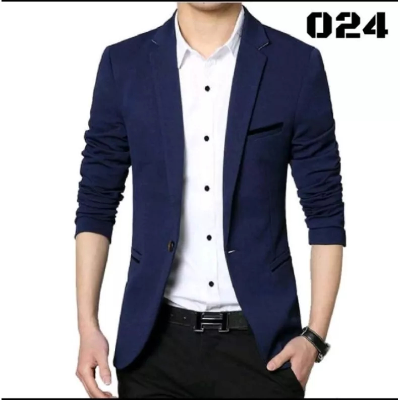 Jas pria Blazer Jas formal pria Jas blazer pria saku tanpa tutup kancing 1