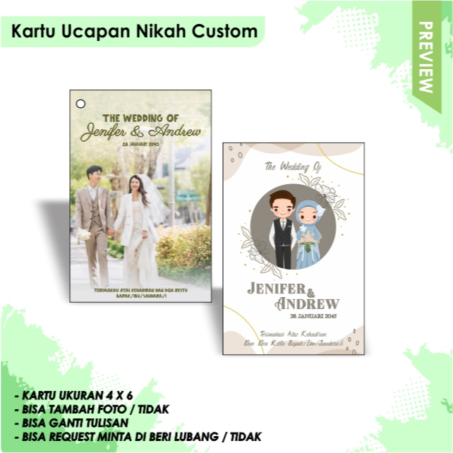 kartu souvenir / ucapan terimakasih custom / stiker + foto