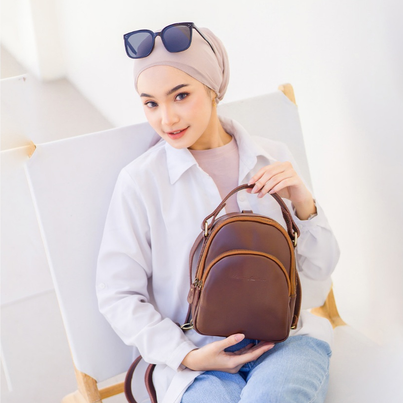 Kenes Leather Tas Ransel Backpack Multifungsi Kulit Asli Kimmy - Free Grafir Nama