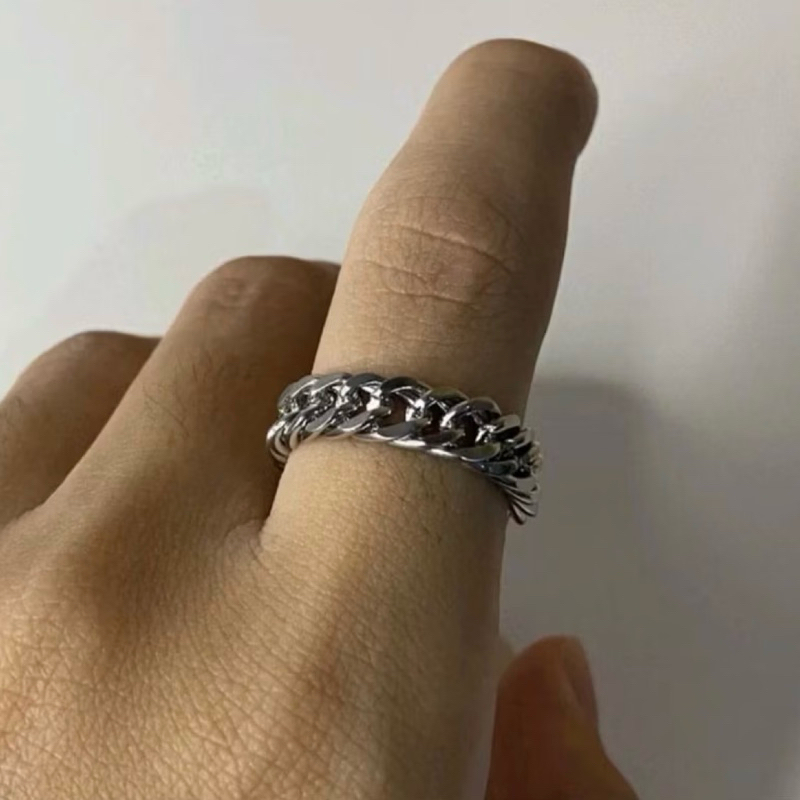 D3W SKYMED / Mora ring chain plain silver desain unisex stainless steel