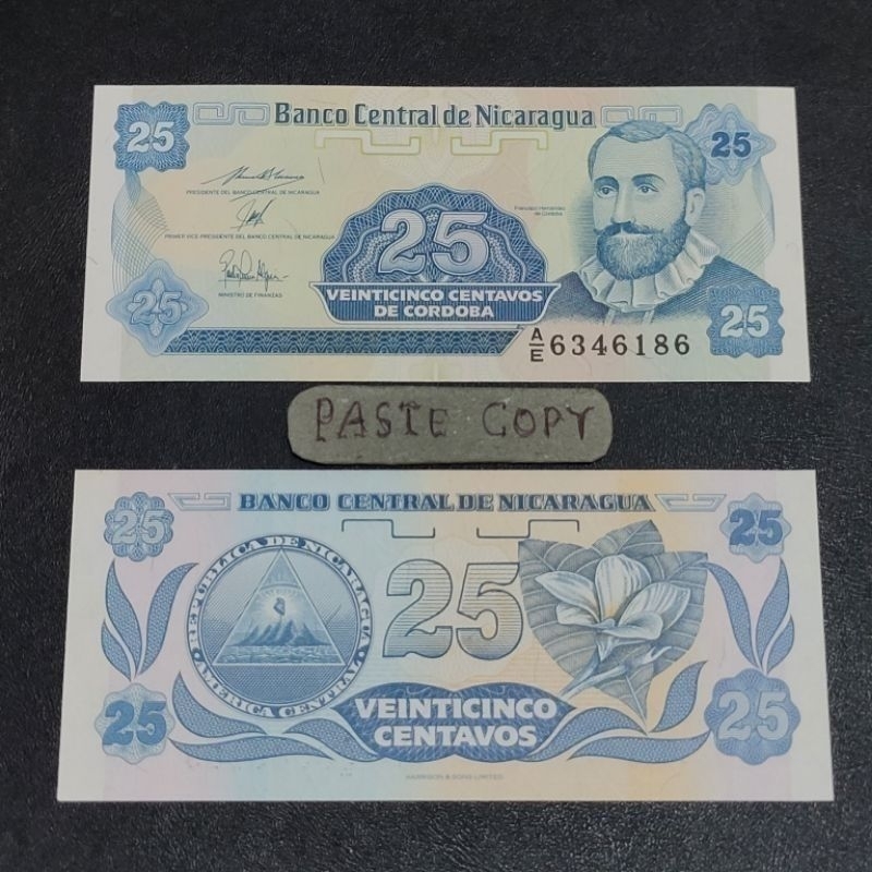 Uang kertas Asing 25 Nicaragua