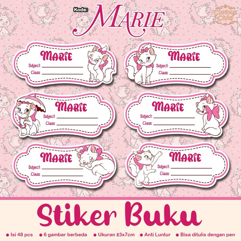 

[curiouschild.label] 48 pcs sticker label buku - Marie