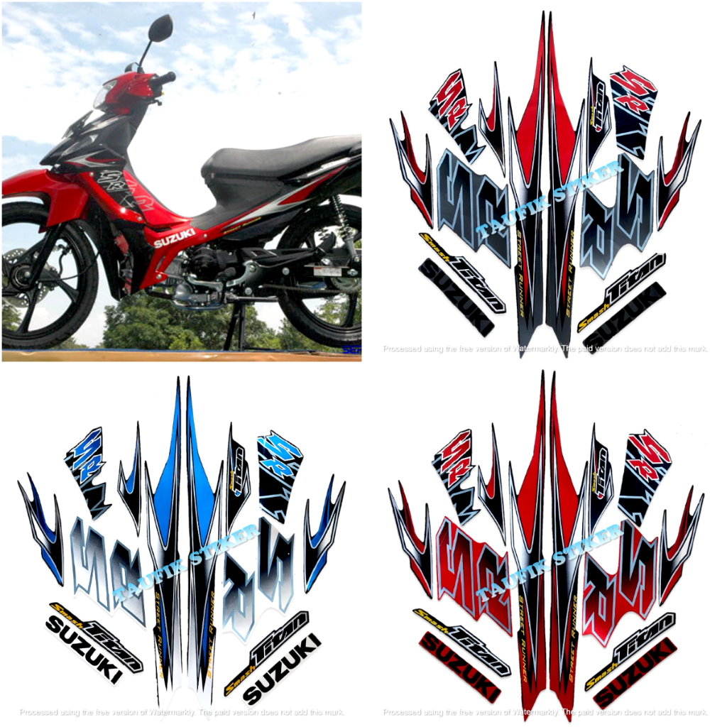 STRIPING LIS BODY STANDAR MOTOR SUZUKI SMASH SR 110 2012 2013 TITAN FULL SET