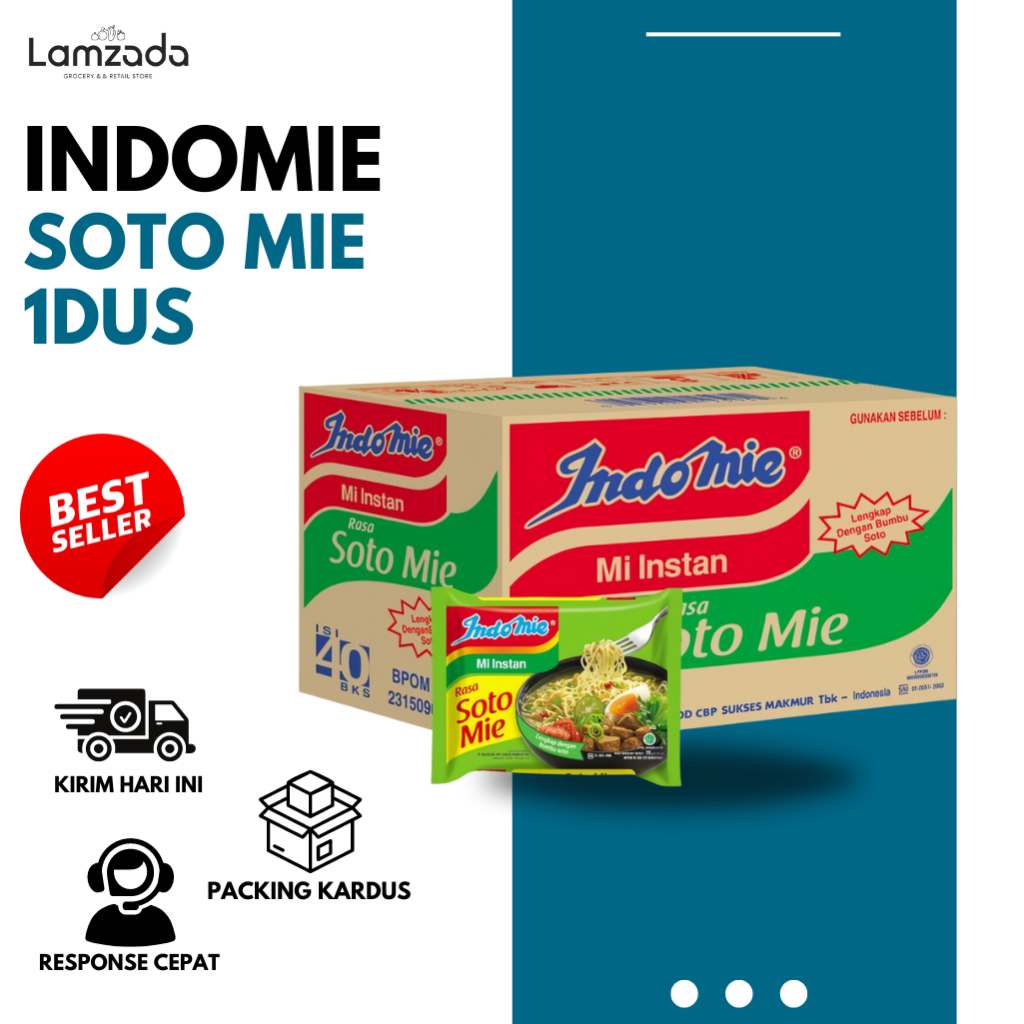

Indomie Kuah Soto Mie 1 Dus Karton isi 40 pcs Mie Instan Rebus