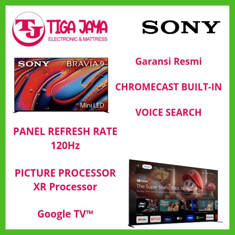 SONY BRAVIA 9 K-75X90 LED MINI TV 75 INCH 4K UHD GOOGLE TV K 75XR90 K75XR90