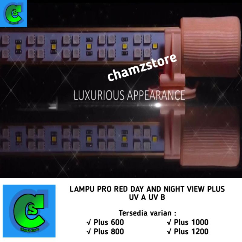 lampu celup aquarium pro red day and night view plus UV A UV B 60cm, 80cm, 100cm, 120cm / lampu pro 