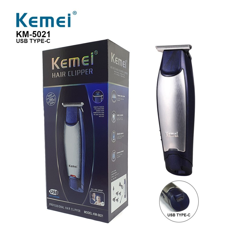 Trimmer Kemei KM-5021 Hair Clipper Cordless USB Type-C Charger Port Cukur Rambut not Wahl Wmark