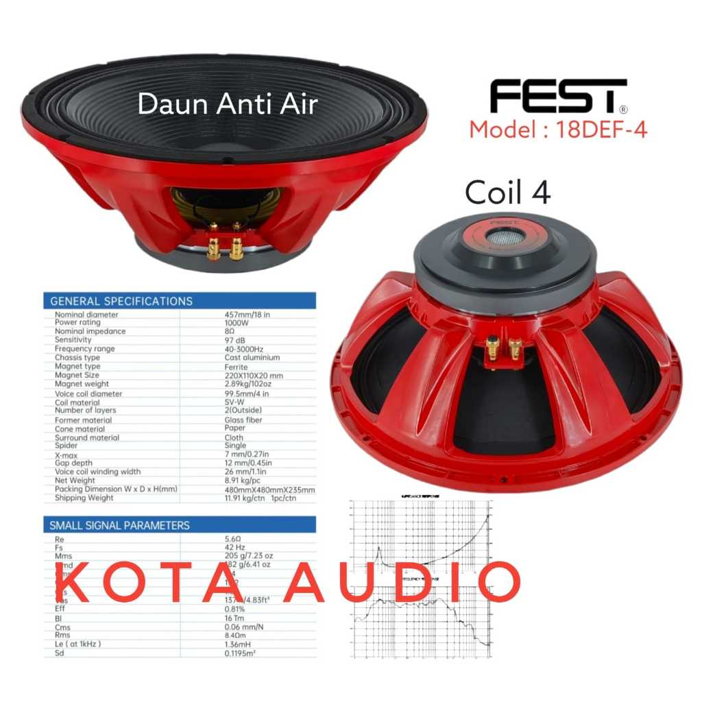 SPEAKER KOMPONEN FEST 18DEF-4 ORIGINAL 18 INCH Coil 4/Speaker FEST 18 DEF-4