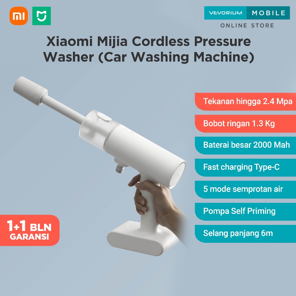 Xiaomi Mijia Cordless Car Washer Alat Cuci Semprotan Mobil Motor AC Tekanan Tinggi Mesin Wireless Je