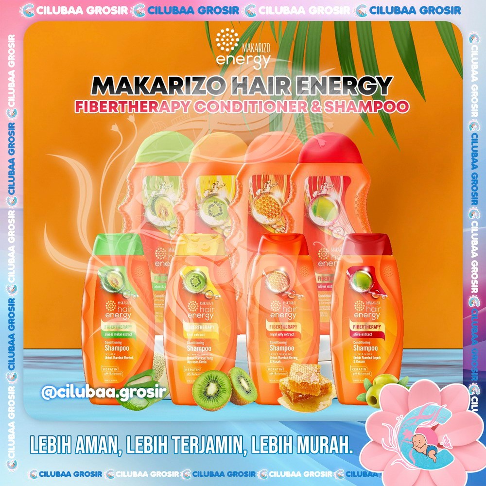 Makarizo Hair Energy Conditioning Shampoo 2 in 1 Fibertherapy 170ml / 330ml Botol Original BPOM